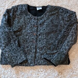 Vintage 90s Womens Cotton Cropped Jacket Button Front One Size Lined